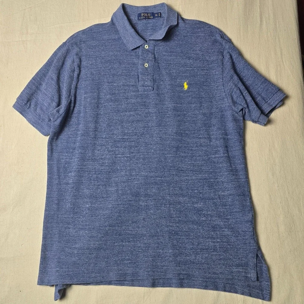 Polo‎ Ralph Lauren T-Shirt Blue Melange & Yellow Logo size XL